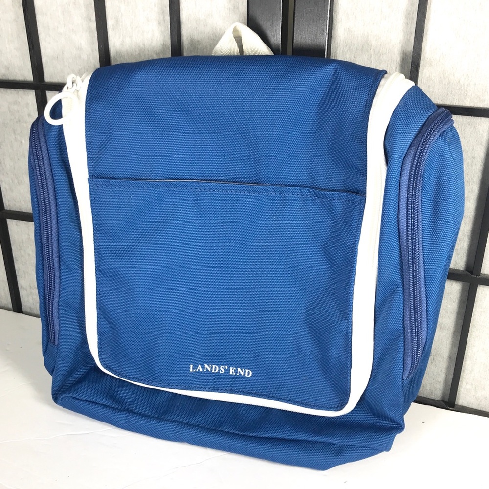 ‼️SOLD‼️ LANDS END Blue White Travel ZIP Up - Picture 1 of 8